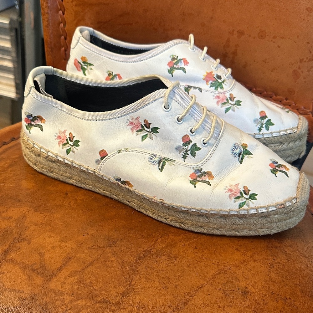 Saint Laurent White Floral Espadrilles